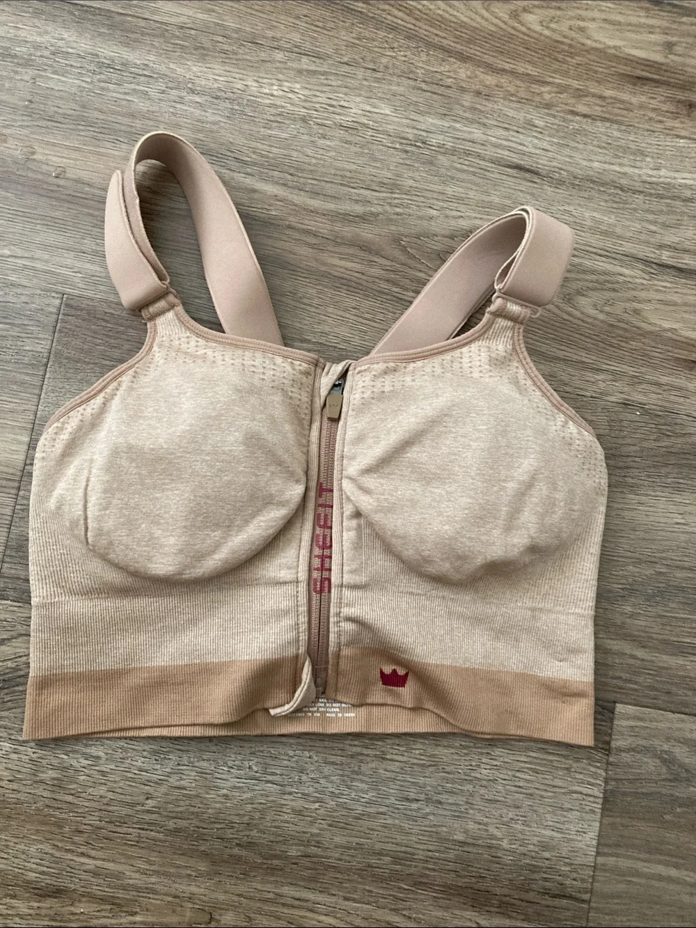 Shefit Beige Front-Zip Seamless Sports Bra Sz XL - Picture 2 of 6